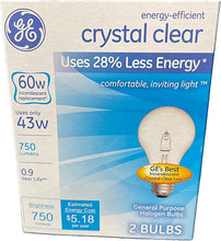 Load image into Gallery viewer, GE Crystal Clear 60W 750 Lumens (2 Bulbs)