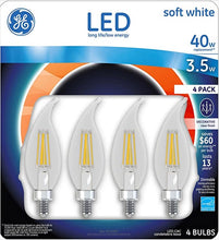 Load image into Gallery viewer, GE Candelabra LED Light Bulb 3.5-Watt 4 count ( 1 Pack)