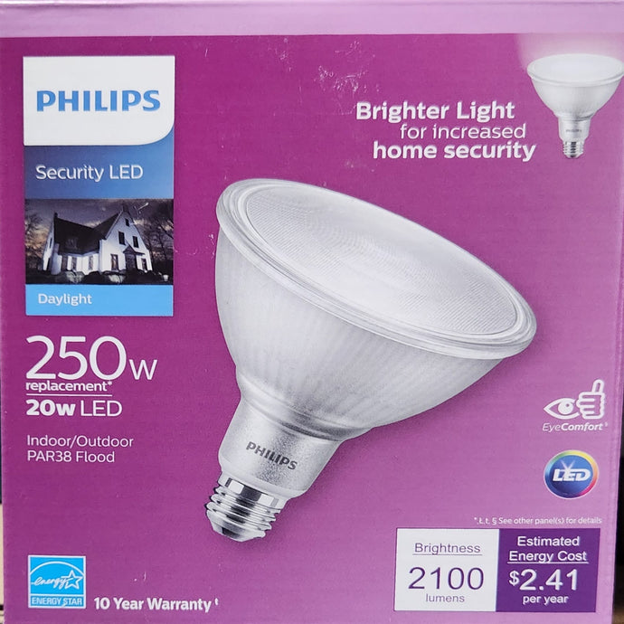 Philips #53994 20W LED PAR38 Flood Security LED 250W replacement, Indoor/Outdoor