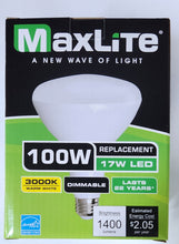 Load image into Gallery viewer, MaxLite Dimmable BR40 LED Bulbs - 17W (120V, 3000K, 12-Pack)