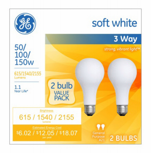GE 150 WATT Soft white (Case of 6)