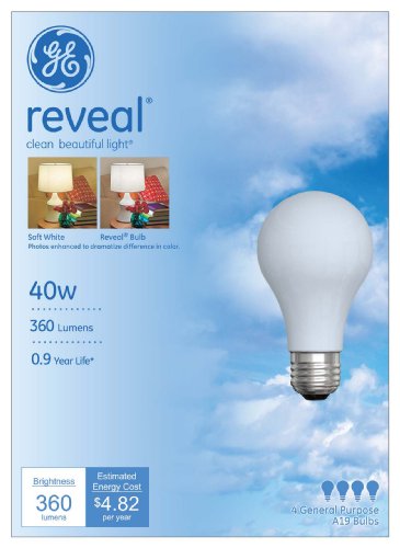 GE 40 Watt Reveal Soft White A19 (4 pack)