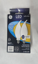 Load image into Gallery viewer, GE #37434 LED Soft White LED CAS Candelabra Base 2 Bulbs 60W