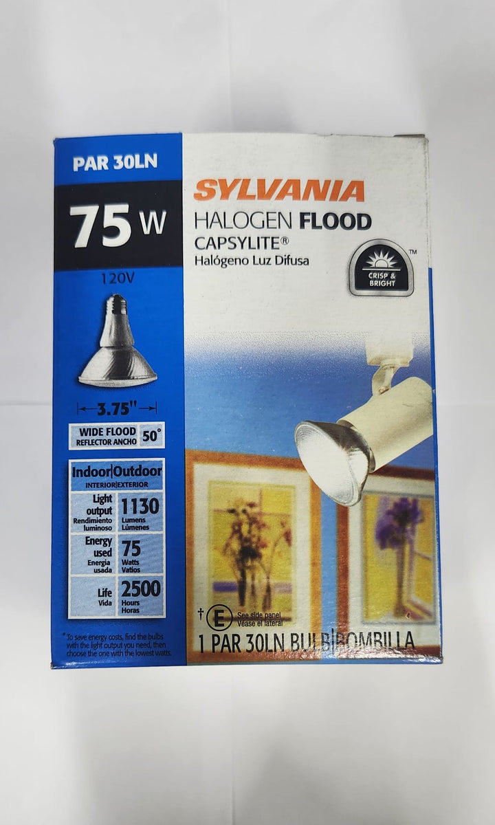 Halogen Bulbs In Store Sylvania #14768 75-Watt PAR30 Wide Flood Long Neck Halogen Light Bulb ...