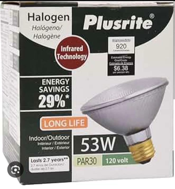 Plusrite Halogen 53W PAR30 ( case of 15 pcs) 15 bulb total