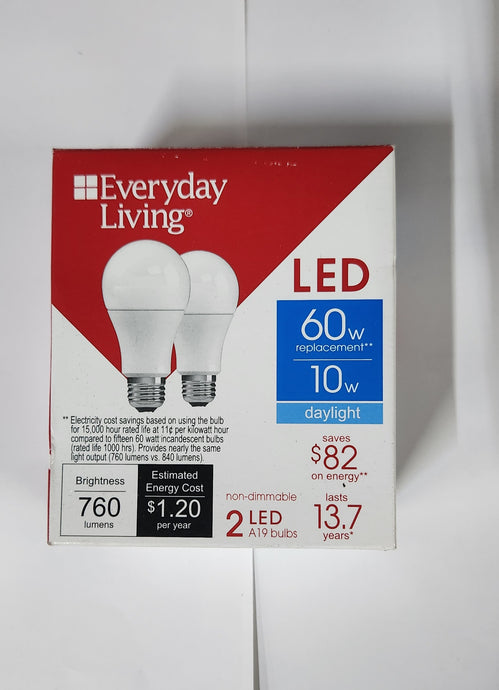 Everyday Living 10W=60W LED Daylight 2Pack