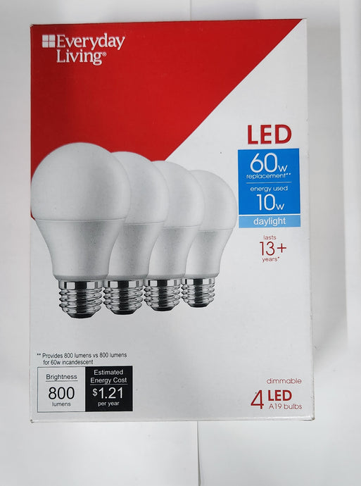 Everyday Living 10W=60W LED Daylight 4Pack