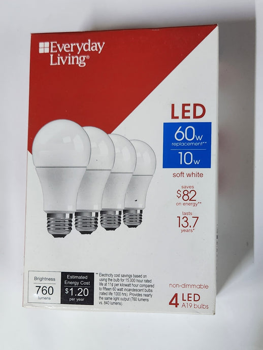 Everyday Living 10W=60W LED Soft White 4Pack