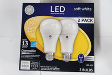 Load image into Gallery viewer, GE 15W=100W LED A19 Soft White Dimmable 2Pack