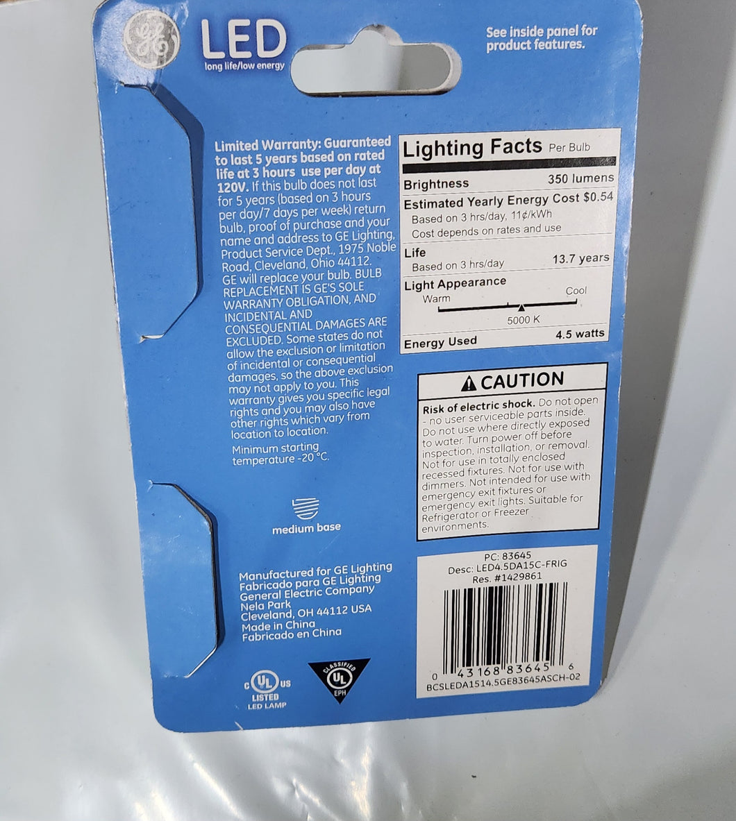 GE 40w Refrigerator Freezer Bulb LED Daylight