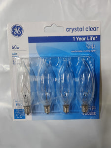GE 60w Crystal Clear Chandier 4Pack