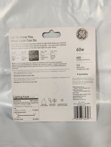 GE 60w Crystal Clear Chandier 4Pack