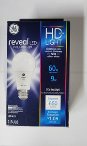 GE 9W=60W A19 Dimmable Reveal HD