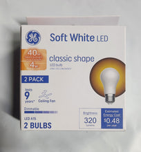 Load image into Gallery viewer, GE Classic Shape LED 40W A15 Soft White Dimmable 2.7K