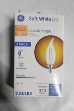 Load image into Gallery viewer, GE Classic Shape LED 40W Chandelier Base Clear Dimmable 2.7K