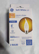 Load image into Gallery viewer, GE Classic Shape LED 40W Chandelier Clear Medium Base Dimmable 2.7K