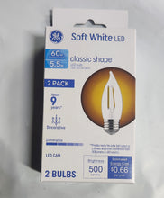 Load image into Gallery viewer, GE Classic Shape LED 60W Chandelier Medium Base Clear Dimmable 2.7K
