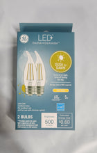 Load image into Gallery viewer, GE LED Dusk to Dawn 60W Chandelier Base Soft White Out Door 2.7K