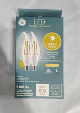 Load image into Gallery viewer, GE LED Dusk to Dawn 60W Chandelier Base Soft White Out Door 2.7K (3, 2packs )
