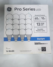 Load image into Gallery viewer, GE Pro Series LED 60W A19 Daylight 16Pack 5K