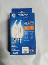 Load image into Gallery viewer, GE Refresh LED 40W Clear Chandelier Cam Base Dimmable Daylight 5K