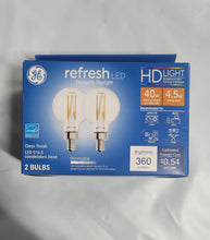 Load image into Gallery viewer, GE Refresh LED 40W G16.5 Clear Chandelier Base Dimmable 5K Daylight (2, 2pack)