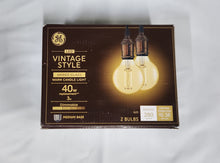 Load image into Gallery viewer, GE Vintage Style LED Amber Glass 40W G25 Warm Candle Light Dimmable Medium Base