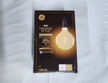 Load image into Gallery viewer, GE Vintage Style LED Amber Glass 60W G40 Warm Candle Light Dimmable Medium Base