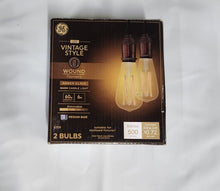 Load image into Gallery viewer, GE Vintage Style Wound Filament LED Amber Glass 60W ST19 Warm Candle Light Dimmable Medium Base