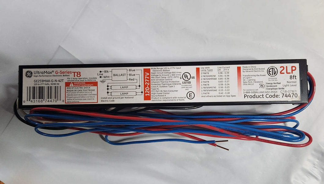 GE - UltraMax G-Series T8 Ballast 2LP 8ft