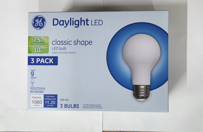 GE 11w=75w Classic Shape Daylight LED A21 3Pack