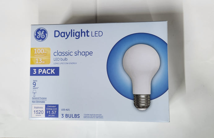 GE 13w=100w Classic Shape Daylight LED A21 3Pack