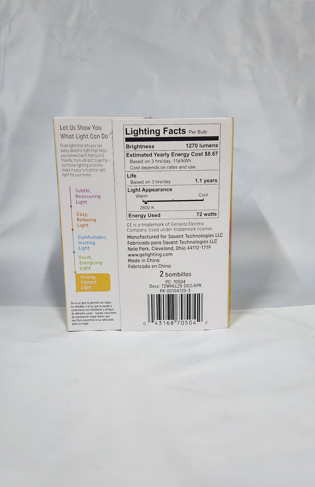 GE 72=100W A19 Soft White 2Pack Longer Life (Case of 6, 2Pakcs)