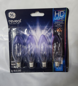 GE Reveal HD 40w Chandelier Blunt Tip 4Pack (case of 4, 4pakcs)