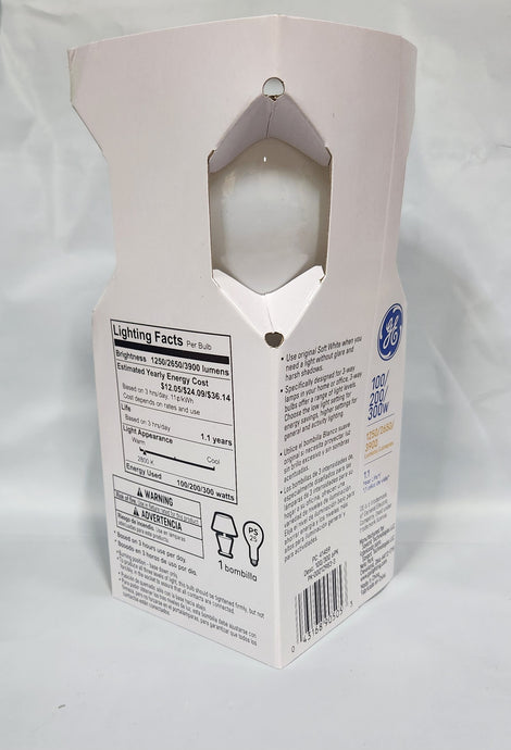 Ge E39 Base 3 Way 100/200/300W Soft White (Case of 6 bulbs)