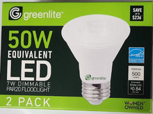 Load image into Gallery viewer, GreenLite 50W LED Par20 Floodlight Dimmable (Case of 4, 2Packs) #3527960523