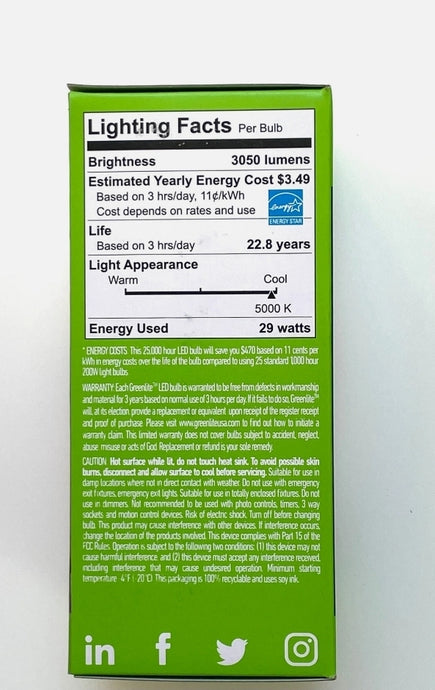 Greenlite LED 29W = 200w A23 5K (Case of 4)