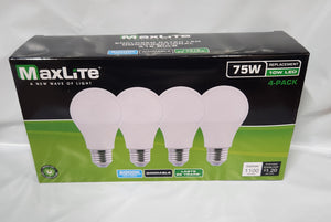 Maxlite 75W A19 5K (case of 4, 4packs)