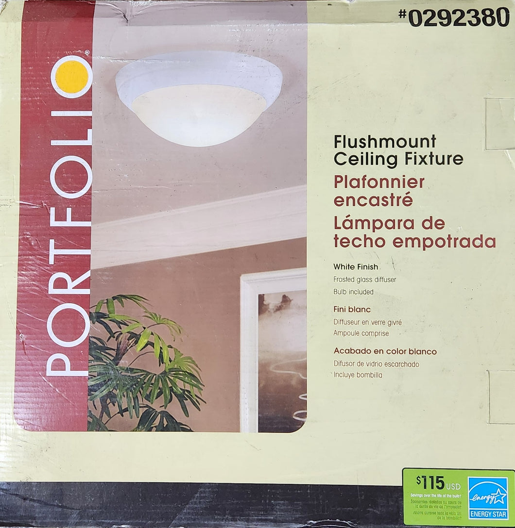 Portfolio Flushmount Ceiling Fixture White Finish