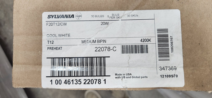 Sylvania F20T12/CW 20W 4200K 30 Case