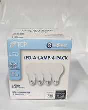 Load image into Gallery viewer, TCP LED 60W 5K A19 4Pack #27571