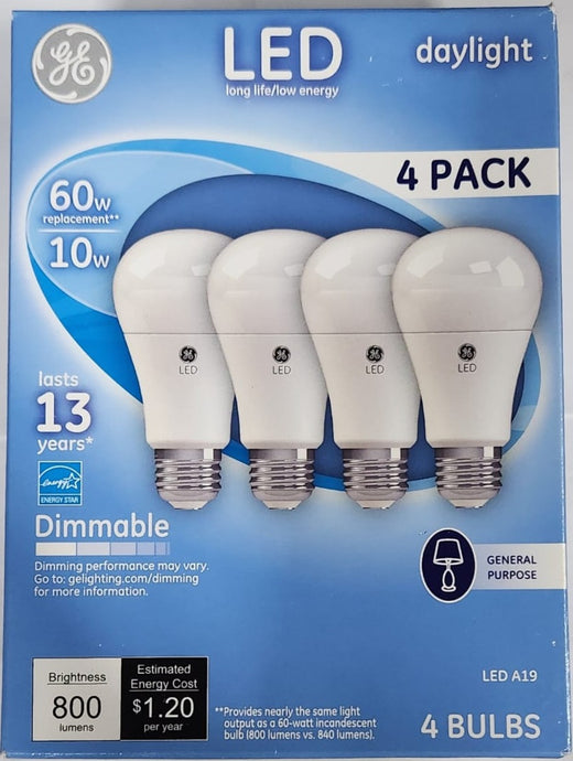 GE LED 60W A19 daylight (1 - 4 pack)