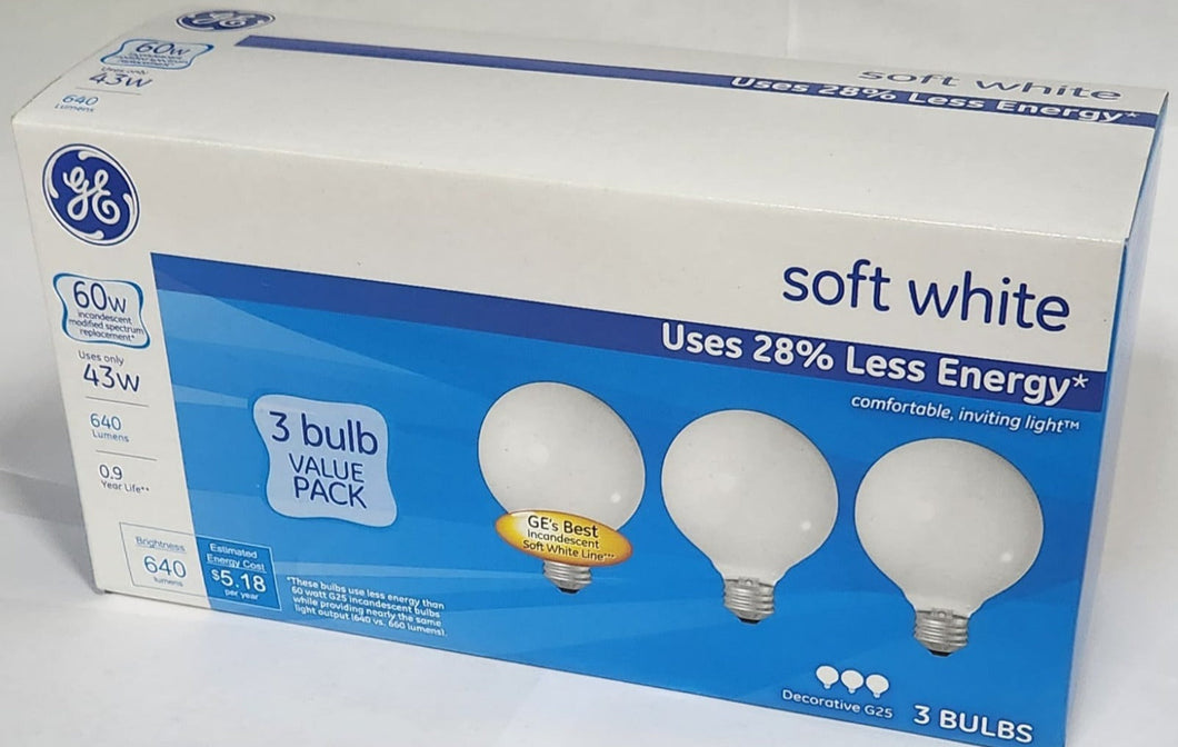 GE Soft White G25 LED Bulbs (Case of 4 3Packs): Energy-Efficient 60W Replacement