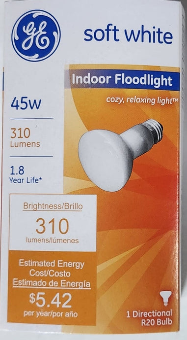 GE 45W Soft White Indoor Floodlight Bulb - Cozy, Relaxing Light (Pack of 6)