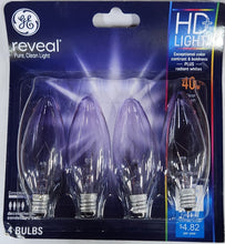 Load image into Gallery viewer, GE Reveal HD+ Light 40W Decorative Clear Blunt Tip Light Bulbs, (Case of 6)