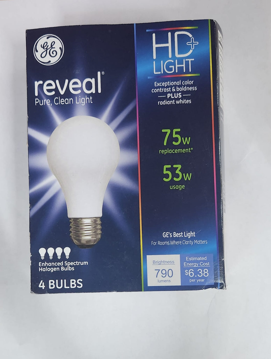 GE #67773 HD Reveal 53-Watt 53W (75-Watt ) 765-Lumen Light Bulbs ( Pack of 8)