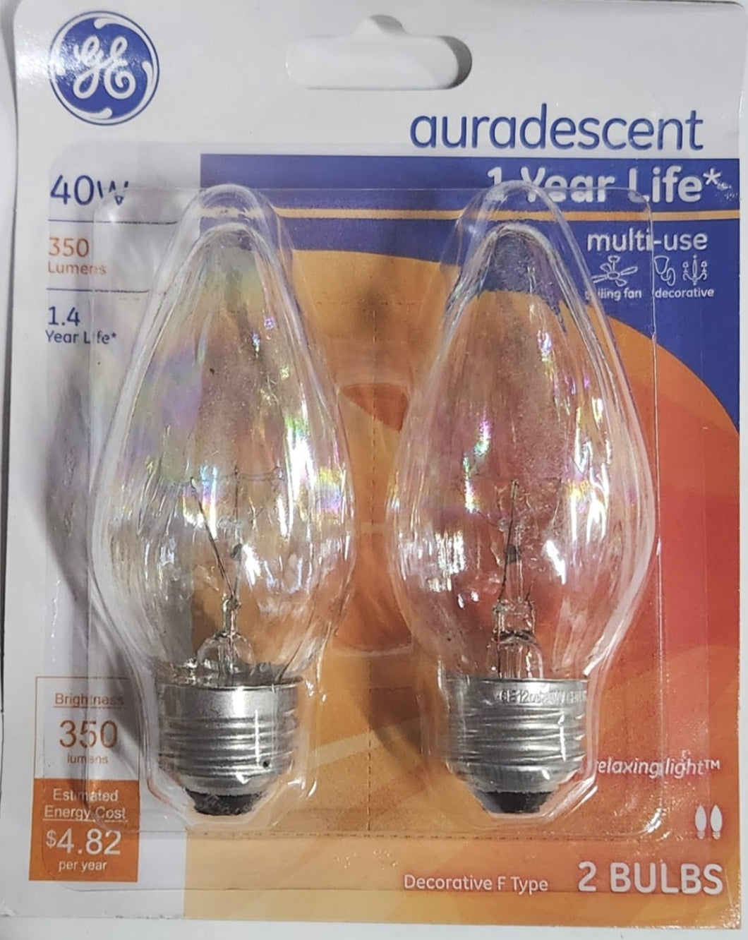 GE Auradescent 40W Decorative Light Bulbs (2 Pack)