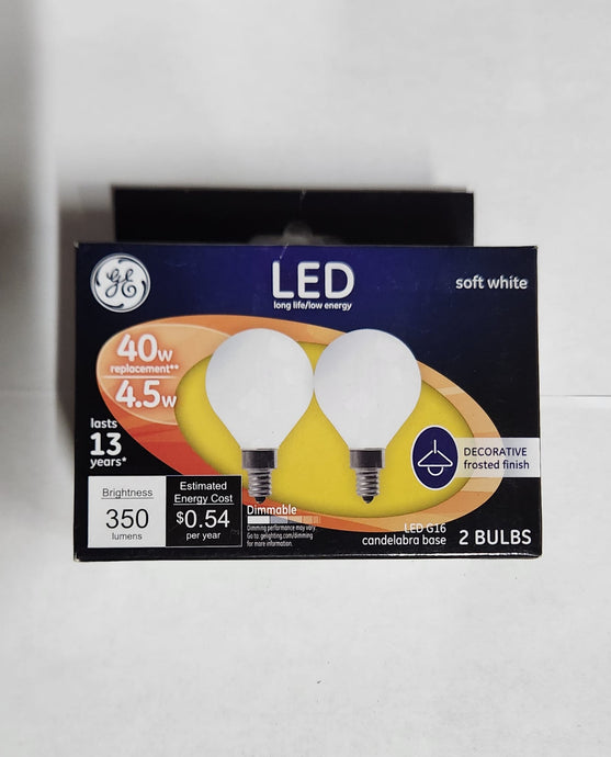 GE Lighting #25923 4.5W Soft White Decorative LED Bulbs Dimmable, (2-Pack)