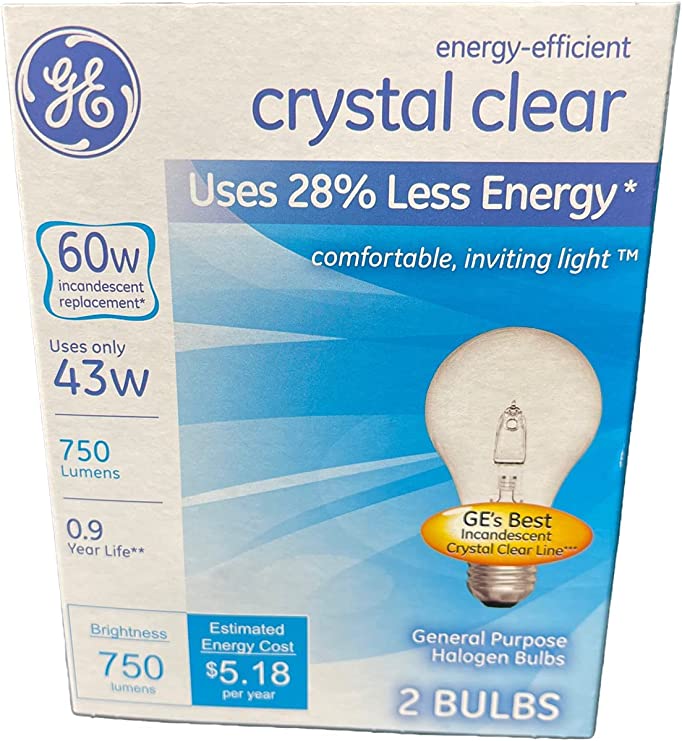 GE Crystal Clear 60W 750 Lumens (24 Bulbs Case of 12)