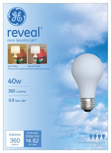 GE 40 Watt Reveal Soft White A19 (Case of 48 Bulbs)